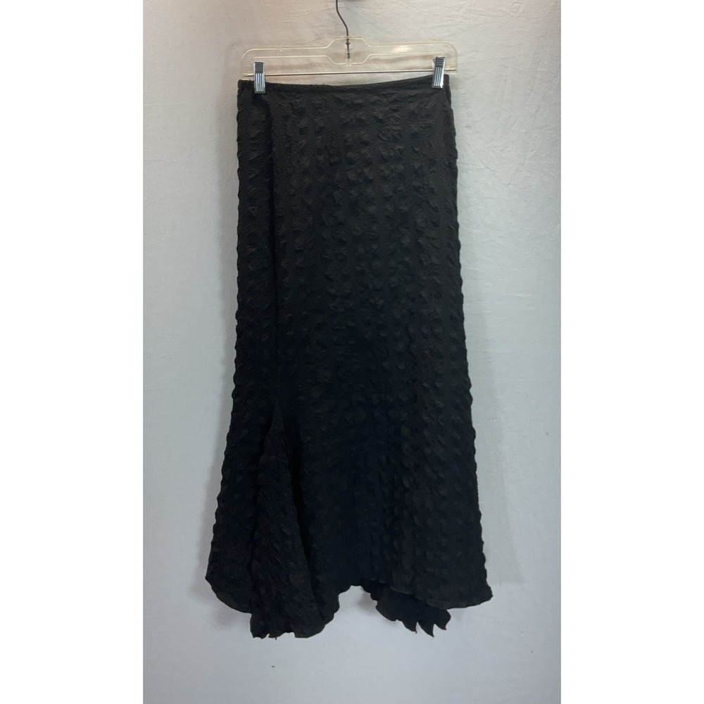 COURTNEY WASHINGTON Pucker‎ Slit Maxi Skirt Black Sz S Boho Lagen Made in USA